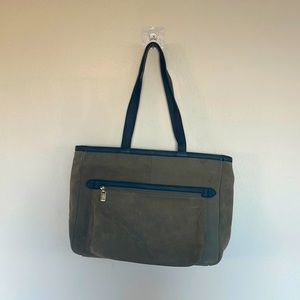 Levenger large olive and black color tote bag 15”x11” strap size 11.5”
